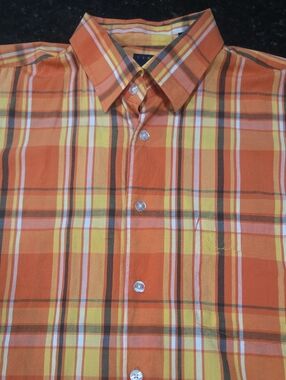 Vintage As It Gets. Karl Kani "Gold". Orange and Yellow Plaid Button-Down Shirt
